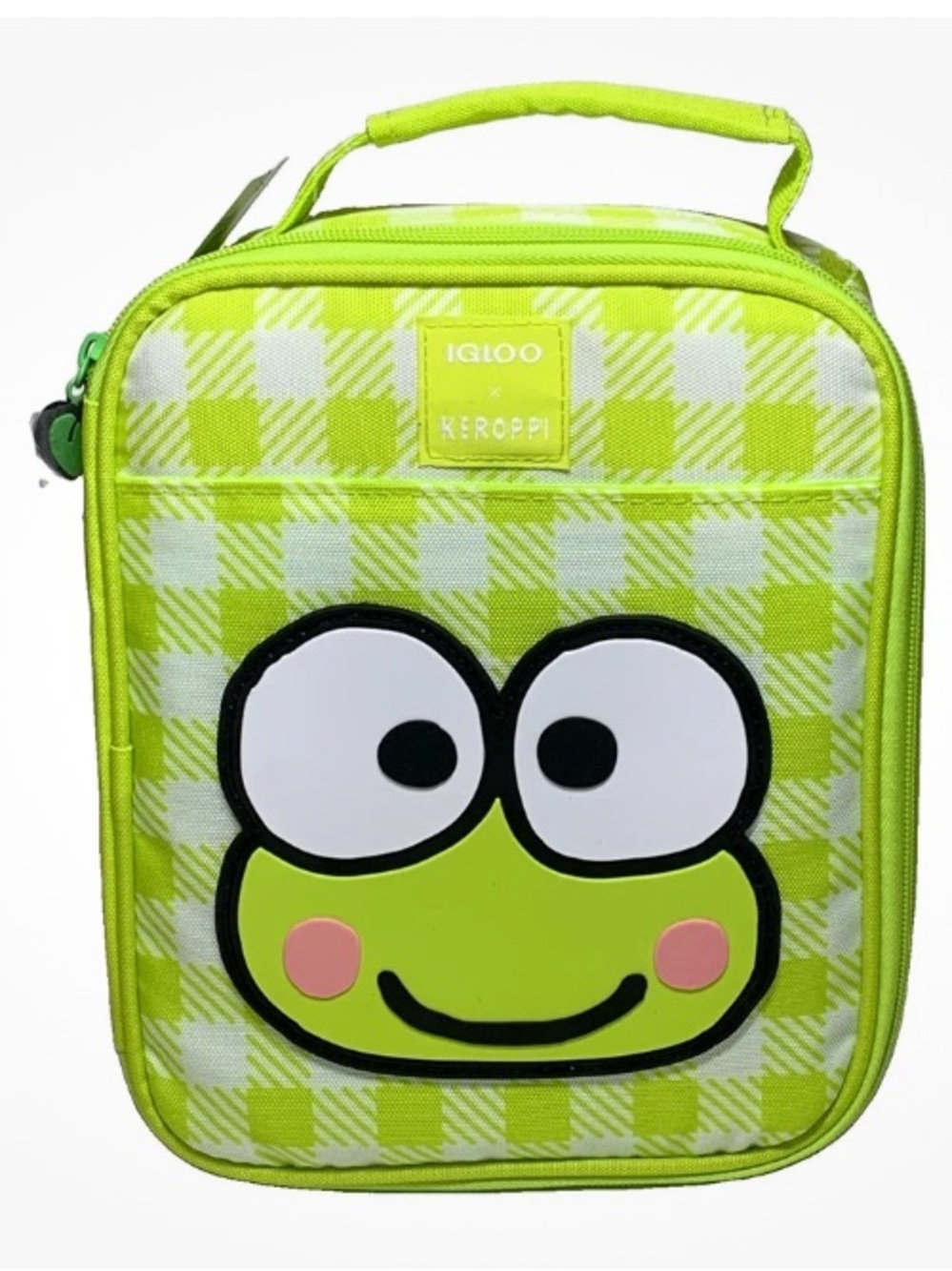 Sanrio KEROPPI Vertical Lunch Box Cooler Bag Gingham Green Igloo Insulated NWT